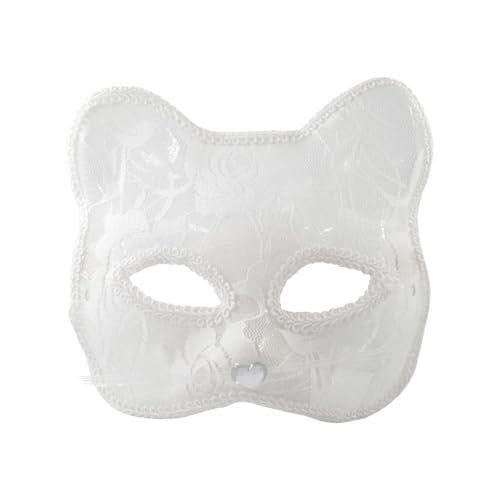 Asudaro Spitzenmaske, Maskerade Spitze Katzengesichtsbedeckung Gesichtsdekoration Make-up Katzenblumenspitze Gesichtsbedeckung für Halloween Rollenspielbälle Performance Maskerade Party von Asudaro