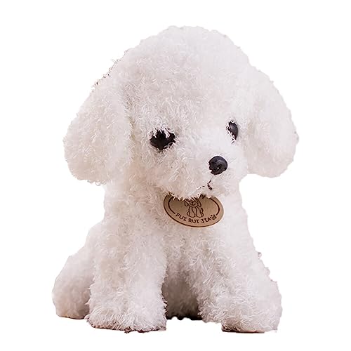 Asudaro Teddy Hund Puppe Plüsch Spielzeug 20cm/25cm Simulation Hundespielzeug Kinder Schlafspielzeug Niedliches Tier Haustier Welpe Bichon Frise Plüschtiere Hund Puppe Stofftier Kuscheltier weiß 25CM von Asudaro