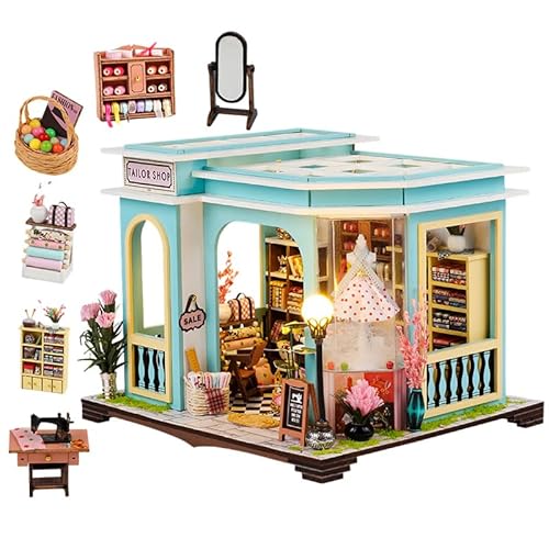 Book Nook Miniatur Haus Set, Miniatur Haus Gewächshaus DIY Miniature House Holz Mit Möbel und Licht, Puppenhaus, 3D Miniatur Puppenhaus Holz Mini Modellbausätze Geschenk für Teenager Erwachsene #03 von Asudaro