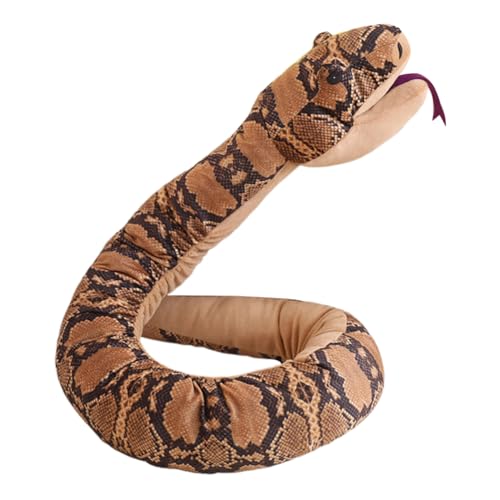 Cartoon Plüschtier,Simulierte Python-Handpuppe,Flauschiges Plüschtier,Kuscheltier Superweich ,Plüschkissen Tier Spielzeug,Geschenke für Kuscheltierliebhaber,130cm Rote Kettenpython-Handpuppe(Braun) von Asudaro