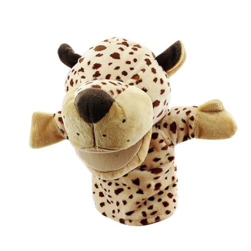 Cartoon Tier Plüsch Handpuppe, die Mund öffnen kann Niedliche Fingertiere Baby Story Time Requisiten Spielhandschuh Klein Tier Fingerpuppe für Geschichtenerzählen Lehre Vorschule Geschenke Leopard von Asudaro