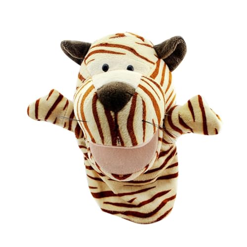 Cartoon Tier Plüsch Handpuppe, die Mund öffnen kann Niedliche Fingertiere Baby Story Time Requisiten Spielhandschuh Klein Tier Fingerpuppe für Geschichtenerzählen Lehre Vorschule Geschenke Beige Tiger von Asudaro