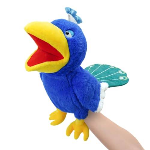 Handpuppe Pfau, Asudaro 40CM Handpuppe Tier Handpuppen Spielzeug plüschtiere Kinderhandpuppen mit beweglichem offenem Mund Handpuppe für Kinder von Asudaro