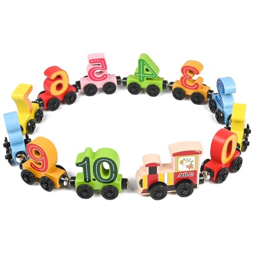 Hölzernes Magnetisches Zahlenzug Set,pädagogisches Kinderspielzeug,Regenbogen-Digitaleisenbahnschienen,Montessori Holzspielzeug Baby Kinderspielzeug Zug Fahrzeuge,für Jungen und Mädchen,Geschenke von Asudaro