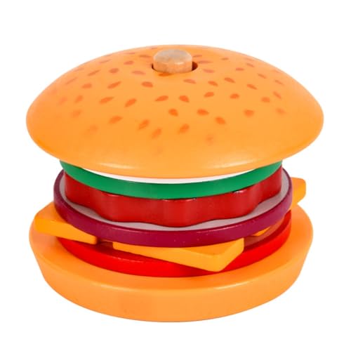 Holz Hamburger Stapelspielzeug,Montessori Hamburger Stapelspielzeug,Kinderküche Zubehör Holz Burger,Stapel Burger Stapelspielzeuge Set,Spielzeug Brot Holzstapel SpielküChe Rollenspiele Weihnachten von Asudaro