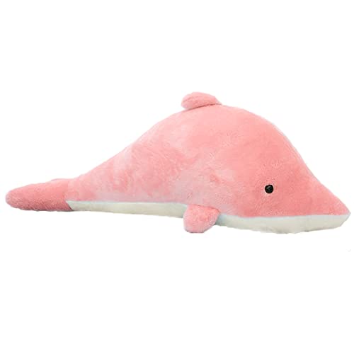 Kuscheltier Plüschtier Delfin Schöne Gefüllte Weiche Tier Umarmungskissen Delphin Puppen Stofftier Plüschkissen Superweiches Meerestier Plüschspielzeug Puppen für Kinder Geburtstagsgeschenk Rosa 120cm von Asudaro