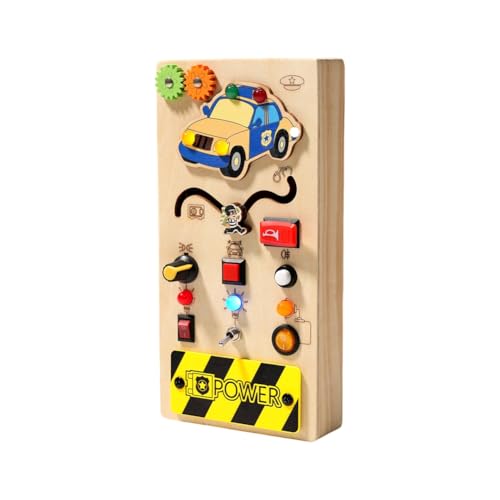 Montessori Spielzeug Busy Board,Activity Board Motorikspielzeug,Holzspielzeug Sensorik Spielzeug Lernspielzeug, Lichtern Holzspielzeug Motorikspielzeug,Musikalisch Activity Board,Polizeiautos Serie von Asudaro