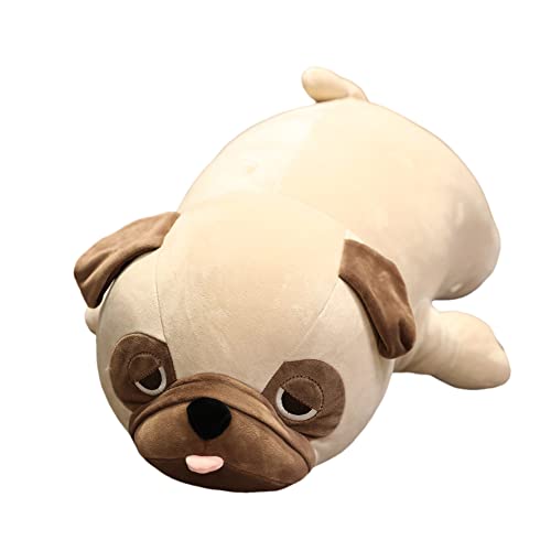 Mops Kuscheltier Plüsch Hund Stofftier Flauschige Welpen 50/60/70cm Realistisch Plüschpuppe Welpe Suffed Doll Plüschtier Plüsch Stofftier Hund Puppe Stofftier Weihnachten Kuscheltier Spielzeug braun von Asudaro