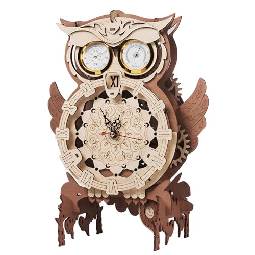 Owl Clock Modellbausatz, 3D Puzzle Holz Eule Uhr Holz Modellbau 3D Holzpuzzle Erwachsene Handwerk Holzbausatz, DIY Holzpuzzle Modellbausatz Bastelsets, Handwerk Holzbausatz Geschenk zum Weihnachten von Asudaro