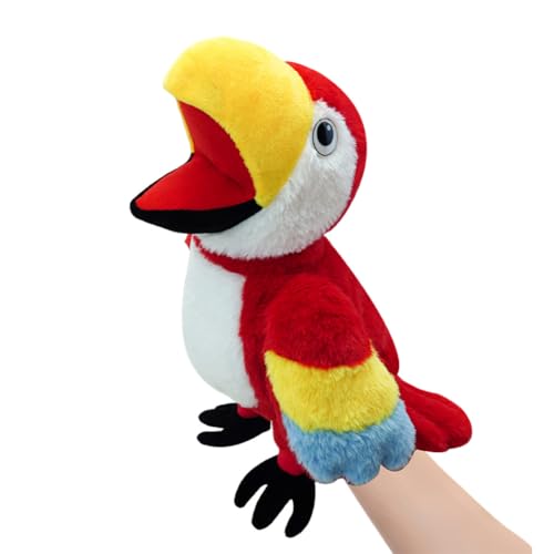 Papagei Handpuppe, Asudaro 40CM Handpuppe Tier Handpuppen Spielzeug plüschtiere Kinderhandpuppen mit beweglichem offenem Mund Handpuppe für Kinder von Asudaro