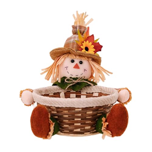 Puppe für die Erntezeit, Süßigkeitenkorb Vogelscheuche Obstkorb süße Vogelscheuchen-Ornament Herbst-Plüsch-Dekor Puppe Stoff Vogelscheuchenpuppen Jungen und Mädchen für Thanksgiving Heimdekoration von Asudaro