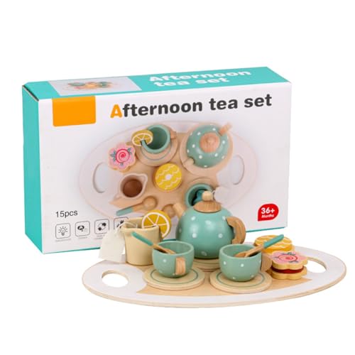 Teeservice Kinder Holz Set,Teeservice Kinderküche Zubehör,Teeparty Spielküche Rollenspiele,Tee Set Holzspielzeug,Tee Set Kinder Teeservice,Spielküche Zubehör Geschenk Für Jungen Mädchen von Asudaro