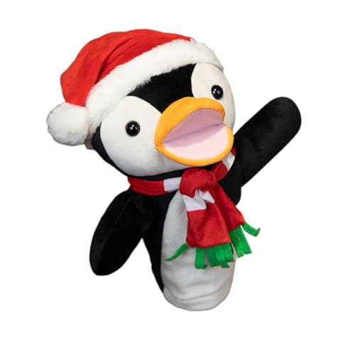 Tier-Handpuppe,weiche ausgestopfte Handpuppeninklusive Pinguin-Handpuppe/Schneemann-Handpuppe/Weihnachtsmann-Rentier-HandpuppePlüschtier offenem MundRollenspiel-Geschichtenpuppen Geschichtenerzählen von Asudaro