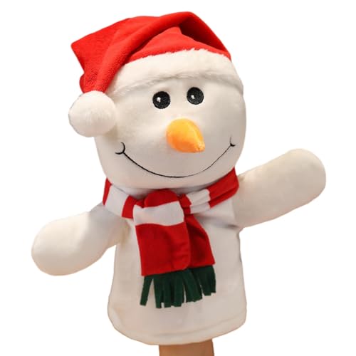 Tier-Handpuppe,weiche ausgestopfte Handpuppeninklusive Pinguin-Handpuppe/Schneemann-Handpuppe/Weihnachtsmann-Rentier-HandpuppePlüschtier offenem MundRollenspiel-Geschichtenpuppen Geschichtenerzählen von Asudaro