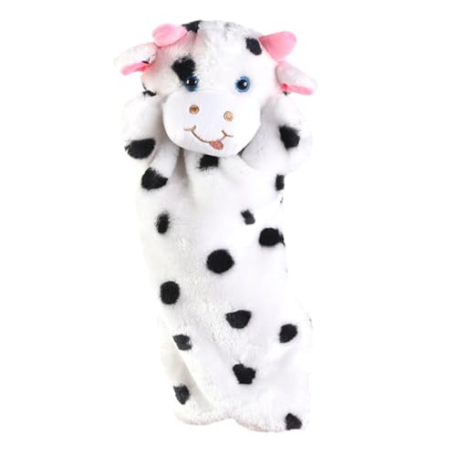 Tier Handpuppen für Kinder,Asudaro Plush Hand Puppets 38cm Kaninchen Wolf Elefant Känguru Hahn Kuh Panda Plüschtier Kuscheltier Handpuppen-Plüschspielzeug für Rollenspiele und Geschichtenerzählen Kuh von Asudaro