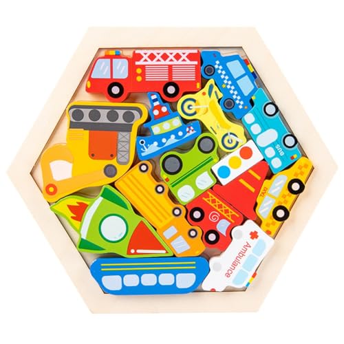 Asudaro Würfelpuzzle 3D Holz,Bunte Holzkreatur-Puzzleblöcke, 3D Lernspielzeug zum Bauen,Montessori Lernendes Spielzeug, Holzpuzzle-Spielzeug Kinderpuzzle zum frühen Lernen kognitivesTransport Serie von Asudaro