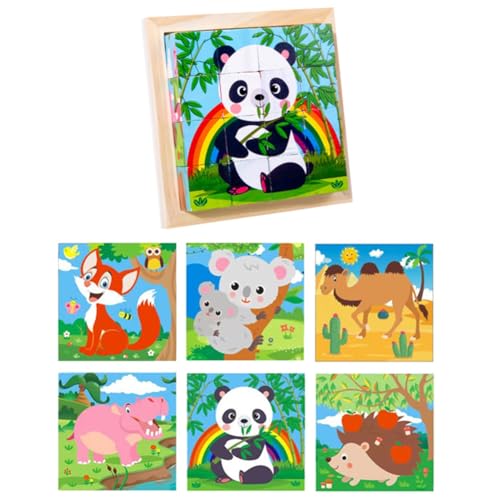 Würfelpuzzle Holz,Vorschule Lernspielzeug ,3D Würfelpuzzle Puzzlespiele,Holzspielzeug Bilderwürfel Holzpuzzle,Montessori Holzpuzzle Lernspielzeug für Kinder ab 1 2 3 4 Jungen und MädchenTier Serie von Asudaro