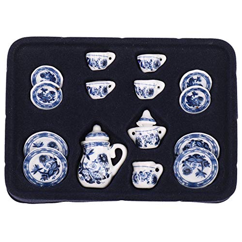 Asuinxurr 1/12 Dining Ware China Keramik Tee-Set Puppenhaus Miniaturen Blaue von Asuinxurr