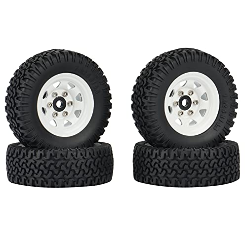 Asuinxurr 4 StüCk 1,55 Metall Perlenverschluss Felge Reifen Satz für 1/10 RC Crawler Auto Axial Jr 90069 D90 CC01 LC70,1 von Asuinxurr