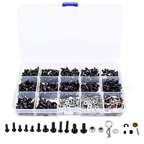 Asuinxurr 500 STÜCKE RC Auto Schrauben Kit M3 Sechskant Schrauben Mutter HüLle Schnalle RC Reparatur Werkzeug Kit für Arrma 1/8-1/16 RC Autos von Asuinxurr