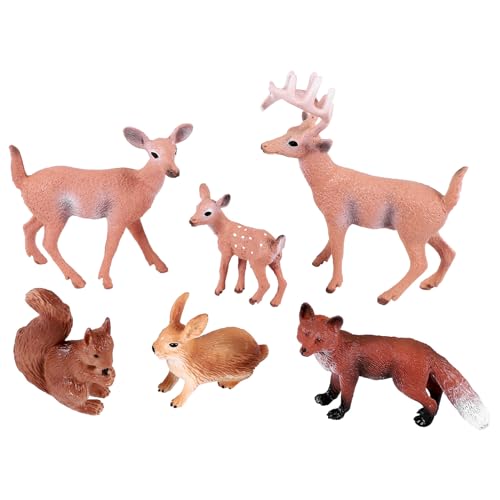 Asuinxurr 6 StüCke Waldtiere Figuren Kreaturen Figuren EichhöRnchen Kaninchen Familie Figuren Miniatur Spielzeug von Asuinxurr