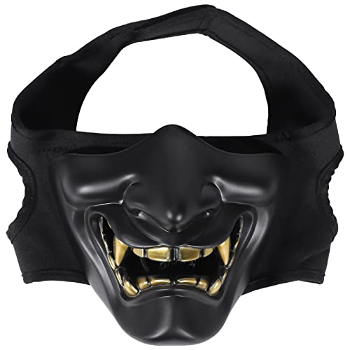 Asuinxurr Halloween KostüM Cosplay Zahn Verfall BöSer DäMon Samurai Halb Maske Unheimlich Dekoration, Schwarz von Asuinxurr