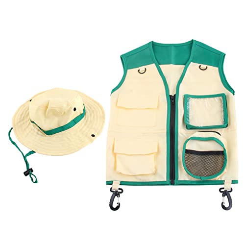 Asuinxurr Kinder Draussen Adventure Explorer Kit KostüM Weste und Hut Set Verwirklichen Kinder Karriere Cosplay Geschenke GrüN von Asuinxurr