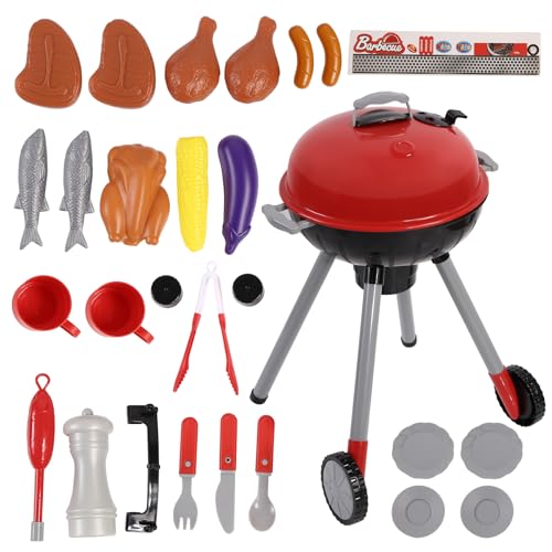 Asuinxurr Kinder Spielzeug Sets BBQ Barbecue Grill Spielzeug ZubehöR Kinder Spiel Rolle Chef Simulation BBQ Suits KüChe Performing Gift von Asuinxurr