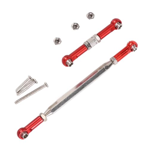 Asuinxurr Metall Verstellbares Lenk Gestänge Servo Link Zug Stange Spann Schloss für Mn D90 D99 Mn-90-45 1/12 Rc Auto Crawler, Rot von Asuinxurr