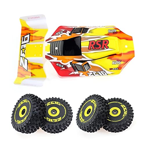 Asuinxurr RC Auto Karosserie HüLle Tail FlüGel und Rad Reifen Set für 144001 144010 1/14 RC Auto Upgrade Teile ZubehöR Teile Satz von Asuinxurr