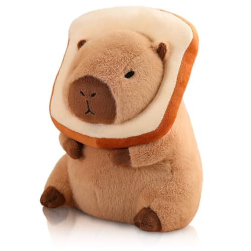 Asuinxurr Süßes Capybara-Plüschkissen mit Brot, Kawaii-Weiches Capybara-Plüschpuppenkissen, Capybara-Kuscheltiere, Spielzeug von Asuinxurr