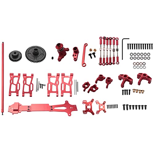 Asuinxurr für 1:14 144001 RC Auto Voll Upgrade Teile Metall C Sitz Lenk Becher Schwinge Zentral Antriebswelle, Rot von Asuinxurr