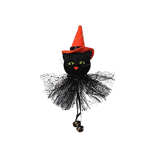 Asukohu Halloween Ornaments Hanging Fly Witch Pendant with 2 Bells Under Realistic Pumpkin Black for Cat Trick Pendant von Asukohu