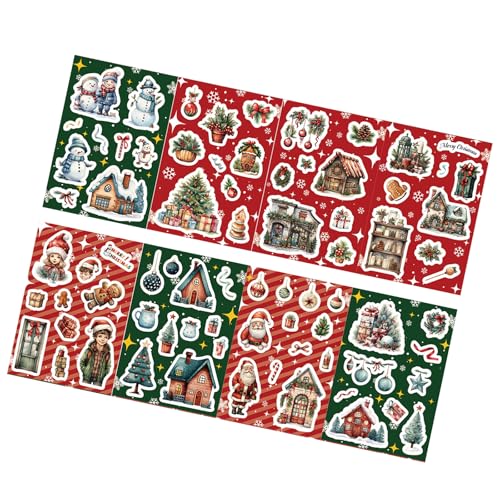 Asukohu Modische 8-teilige Weihnachtsaufkleber Weihnachtsmann Schneemann Baum Winterdekorationen Für Kinder Scrapbooking Und Bastelbedarf von Asukohu