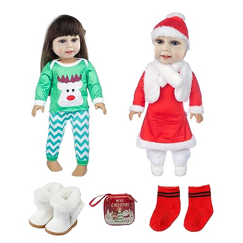 Asukohu Puppenkleidung Spielset Für 18-Zoll Puppen Kinder Rollenspielpuppen Weihnachten Weihnachtsmann Kostüm Mit Mädchen Party Versorgung von Asukohu