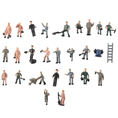 Asyduey 25 Stueck Bemalte Figuren 1:87 Figuren Eisenbahner Miniaturen mit Eimer und Leiter von Asyduey