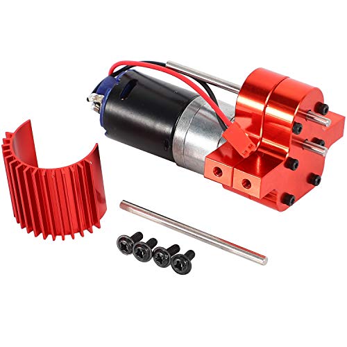 Asyduey 370 GebüRsteter Motor + KüHlköRper Getriebe Satz Aus Aluminium mit Stahl ZahnräDern für C14 C24 B14 B24 B16 B36 6X6 Verbesserte Teile, Rot von Asyduey