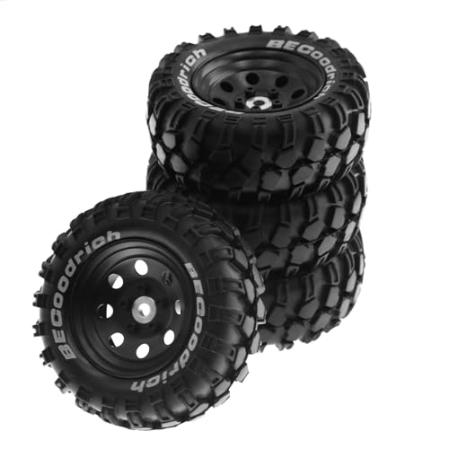 Asyduey 4 Stück 1,9 Metallfelge Gummireifen für 1/10 RC Crawler TRX4 SCX10 D90 4103 90046 FR4 FMS NT4-Schwarz von Asyduey