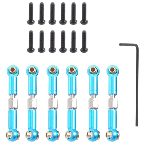 Asyduey 6 StüCke Einstellbare Metall GestäNge Zug Stange Vorne/Hinten Servo Link für A949 A959 A969 A979 K929 RC Auto Upgrade, Blau von Asyduey