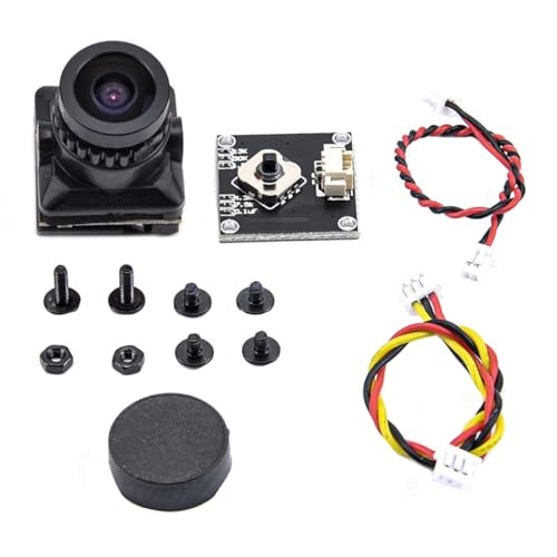 Asyduey FPV-Kamera HD 1500TVL 2,1 mm Weitwinkel mit OSD-Anpassungsplatine für FPV RC Racing Drone Ersatzzubehör, Schwarz Asyduey FPV-Kamera HD 1500TVL 2,1 mm Weitwinkel mit OSD-Anpassungsplatine für FPV RC Racing Drone Ersatzzubehör, Schwarz von Asyduey