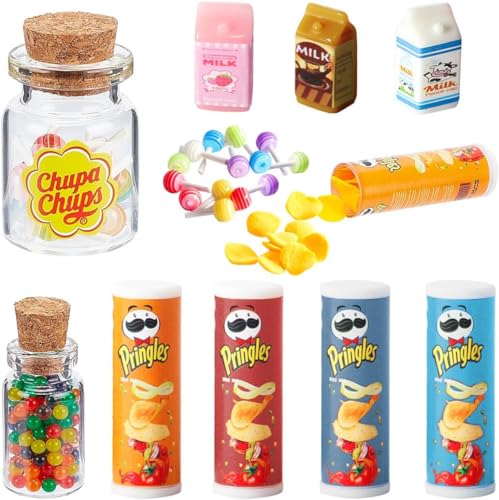 Miniatur Essen und Trinken,Mini-Lebensmittelspielzeug für Kinder,Miniatur Puppenhaus Zubehör Wichtel Zubehör Küche,DIY-Lebensmittelspiel,Küchenspielzeug Set Geburtstagsgeschenk von AsyinXson