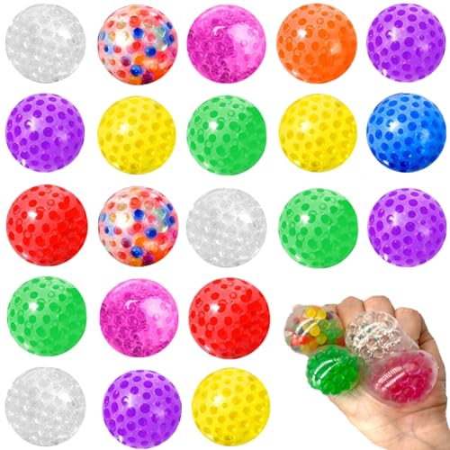 Aszaui 20 Stück Stressball Kinder,Squishy Mitgebsel Kindergeburtstag für Kinder,Mini Stressball Antistressball,Squeeze Toy Stressball mit Wasser Perle Squeeze Ball zum Entspannen von Aszaui