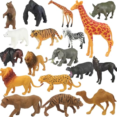 Aszaui 18 Stück Tiere Figuren für Kinder,Tierfiguren Wald Spielfiguren Tiere Set Mini Figuren Waldtiere Spielzeug,Mini-Tiere Zoo Bauernhof Dschungel Wild, Osterei, Weihnachten, Deko Cupcake Topper von Aszaui