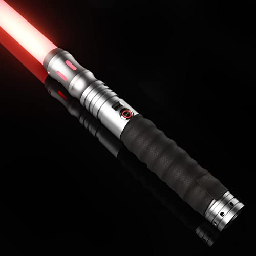 Duell-Lichtschwerter Smooth Swing FX Lightsaber 16 Farben veränderbares Lichtschwert - 16 Modus-Sounds, Metallgriff h Lichtschwerter für Erwachsene, Unterstützung für Echte Schwere, Silber 44in von Atexbser