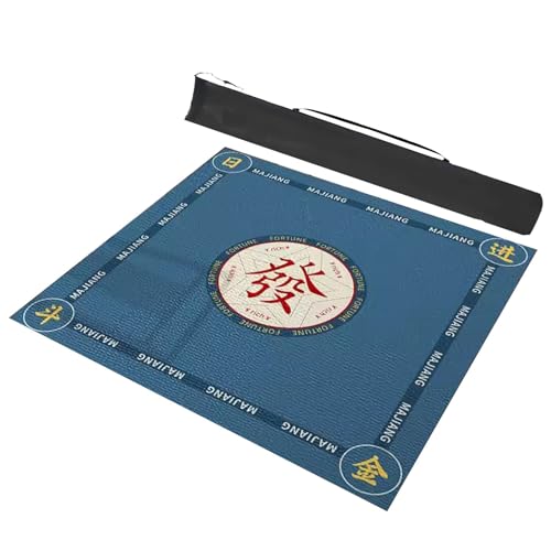 mahjong spiel set, Blaue Mahjong-Matte, Spieltischmatte for Mahjong-Kachelspiel, Pokerspiel, Domino-Spiel, Spielmatte, mit Gummiunterseite (Größe: 39,4 x 39,4 Zoll/100 x 100 cm)(59.1x59.1inch/150x150c von AthuAh