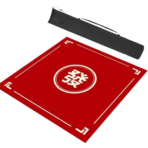 mahjong spiel set, Gummi-Anti-Rutsch-Spielmatte, Mahjong, Domino, Poker, Karten und Brettspiele, Tisch-Abdeckmatte mit Tragetasche (Farbe: Rot, Größe: 27,6 x 27,6 Zoll/70 x 70 cm)(Red,35.4x35.4in/90x9 von AthuAh