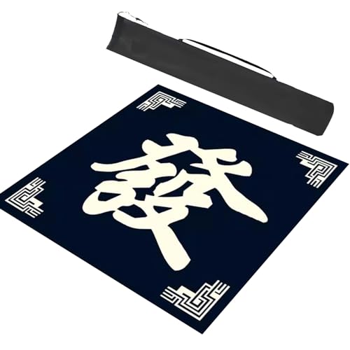 mahjong spiel set, Mahjong-Matte, rutschfeste Geräuschreduzierung, Mahjong-Tischmatte mit Aufdrucken, for Pokerkarten-Mahjongg-Dominospiele (Farbe: Rot, Größe: 23,6 x 23,6 Zoll/60 x 60 cm)(Blue,23.6x2 von AthuAh