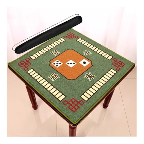 mahjong spiel set, Mahjong-Tischmatte, rutschfest, geräuschreduzierend, einfache Aufbewahrung und Reise-Spielmatte for Domino, Poker, Karten, Brettspiele (Farbe: Rot, Größe: 34,7 x 34,7 Zoll)(Green,34 von AthuAh
