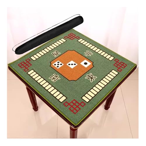 mahjong spiel set, Mahjong-Tischmatte, rutschfest, geräuschreduzierend, einfache Aufbewahrung und Reise-Spielmatte for Domino, Poker, Karten, Brettspiele (Farbe: Rot, Größe: 34,7 x 34,7 Zoll)(Green,32 von AthuAh