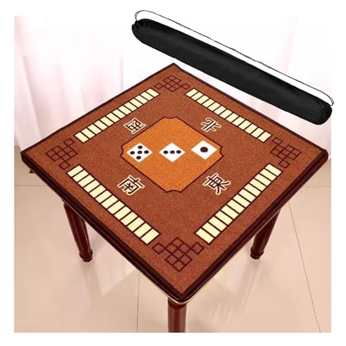 mahjong spiel set, Mahjong-Tischmatte, rutschfest, geräuschreduzierend, einfache Aufbewahrung und Reise-Spielmatte for Domino, Poker, Karten, Brettspiele (Farbe: Rot, Größe: 34,7 x 34,7 Zoll)(Brown,34 von AthuAh